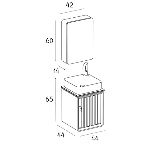 Wood and PVC vanity cabinet model L-013